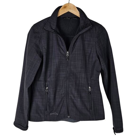 Eddie Bauer jacket womens szM zip front dark gray water repellant fleece lined - Picture 1 of 9